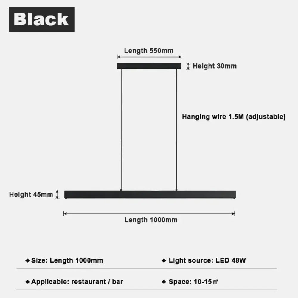 Minimalist Led Long Bar Pendant Light for Dining Room Kitchen 100cm / Cold White pendant Light