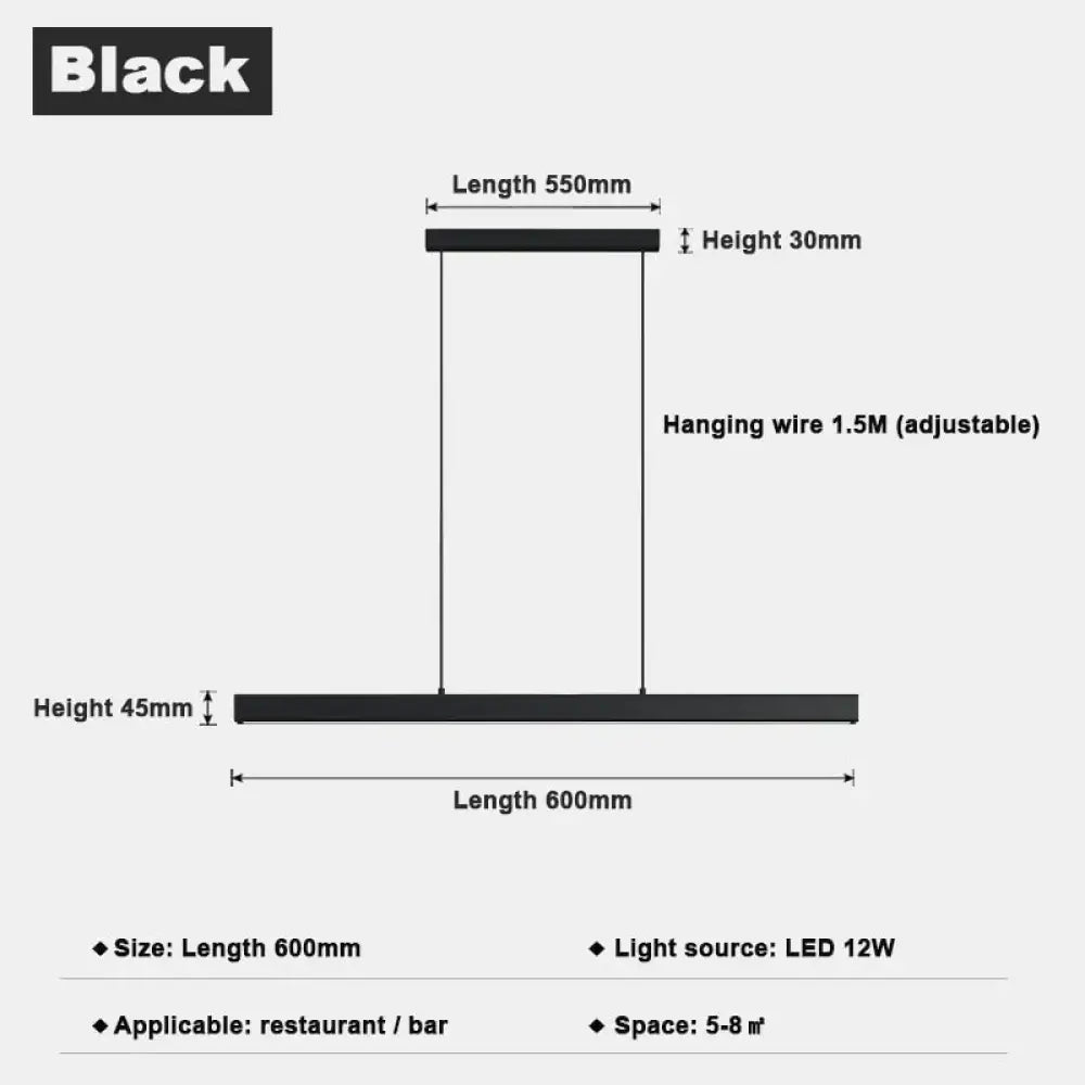 Minimalist Led Long Bar Pendant Light for Dining Room Kitchen 60cm / Cold White pendant Light