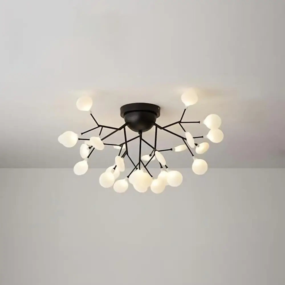 Minimalist Led Metal Flush Mount Ceiling Light For Living Room 27 / Black Round