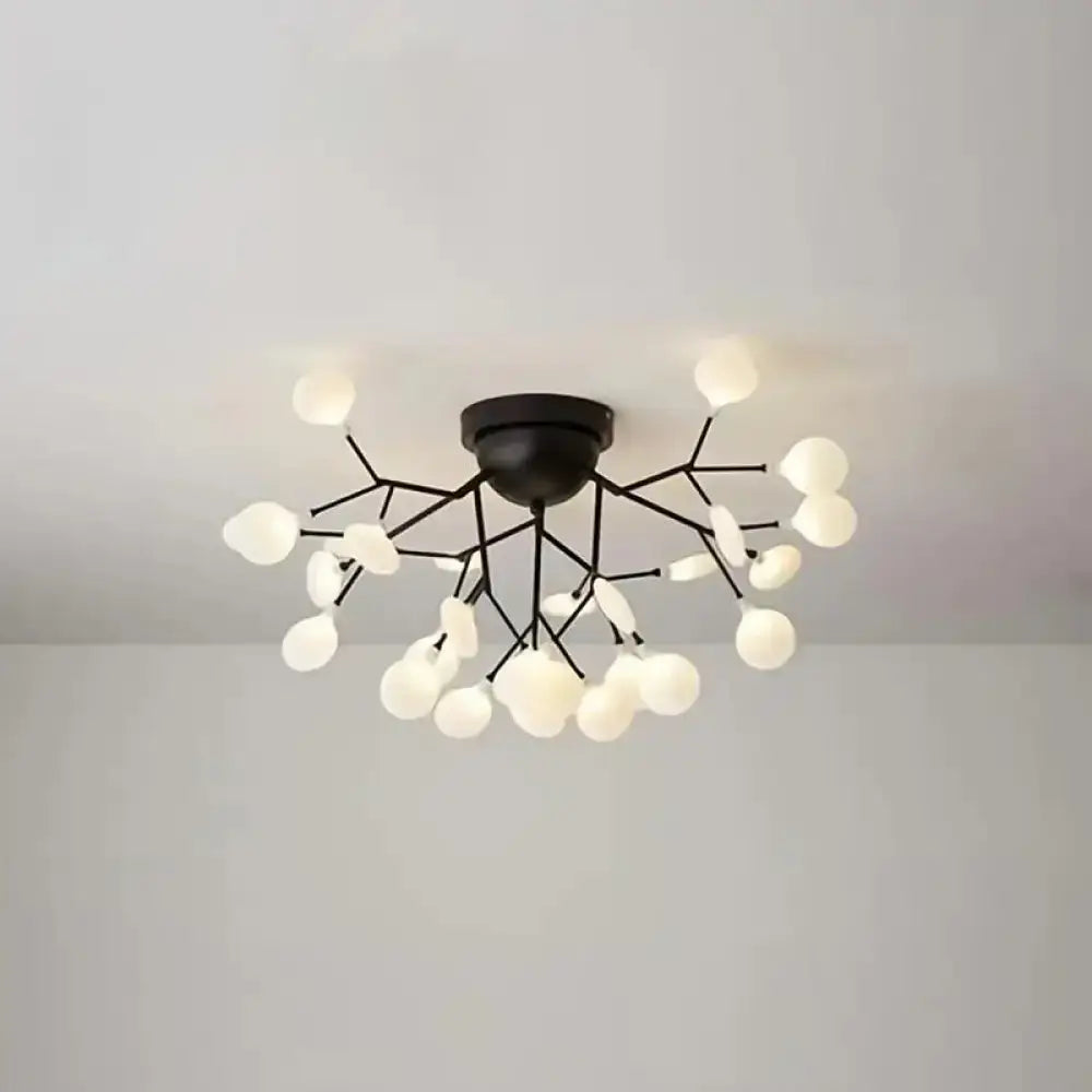 Minimalist Led Metal Flush Mount Ceiling Light For Living Room 27 / Black Round