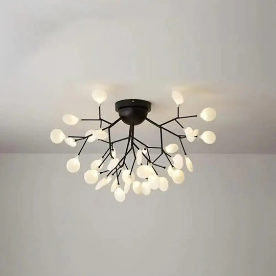 Minimalist Led Metal Flush Mount Ceiling Light For Living Room 36 / Black Round