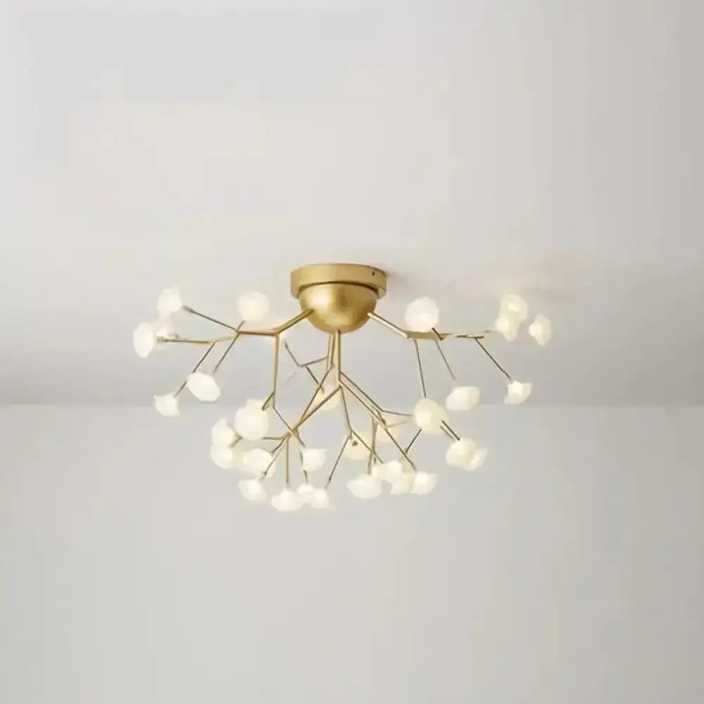 Minimalist Led Metal Flush Mount Ceiling Light For Living Room 36 / Gold Flower