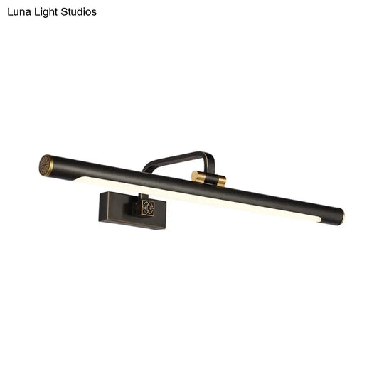 Minimalist Led Metallic Wall Light For Bathroom Vanity Mirror - Black Tubular Design