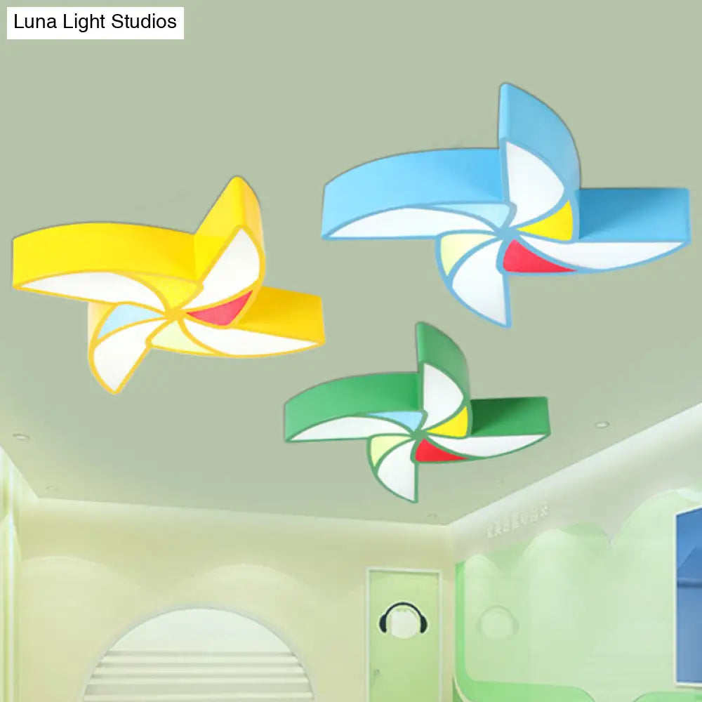 Minimalist Led Nursery Ceiling Light With Pinwheel Shade And Acrylic Flush Mount