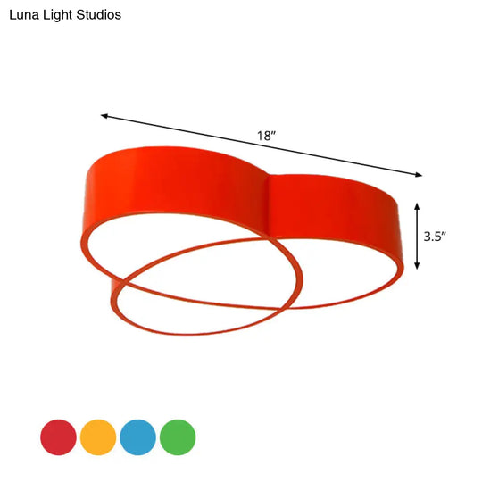 Minimalist Led Oval Flush Mount Ceiling Light In Red/Blue/Green Acrylic