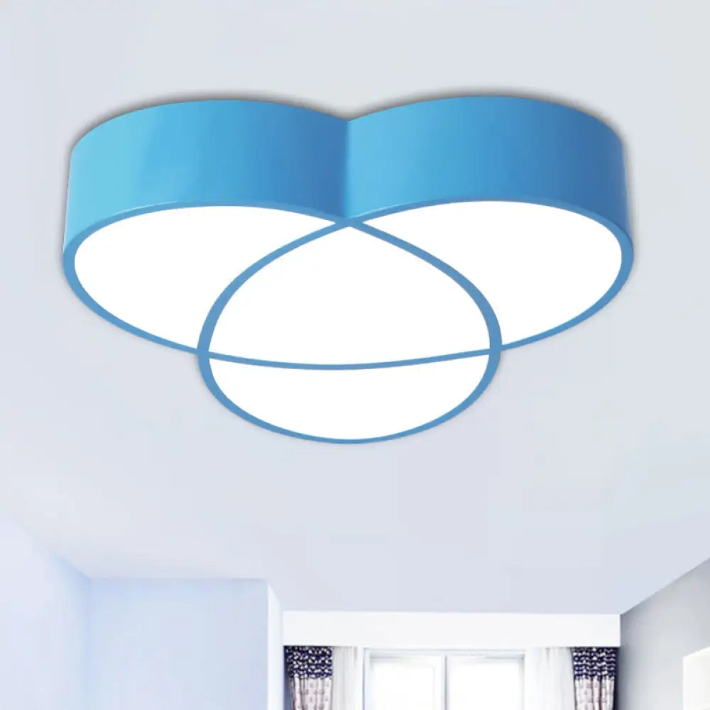 Minimalist Led Oval Flush Mount Ceiling Light In Red/Blue/Green Acrylic Blue