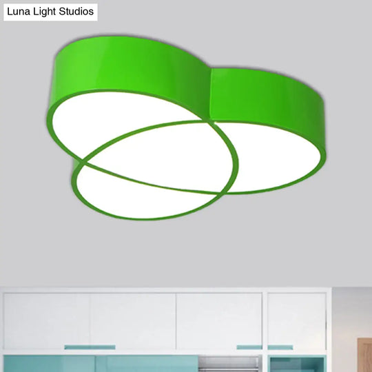 Minimalist Led Oval Flush Mount Ceiling Light In Red/Blue/Green Acrylic Green