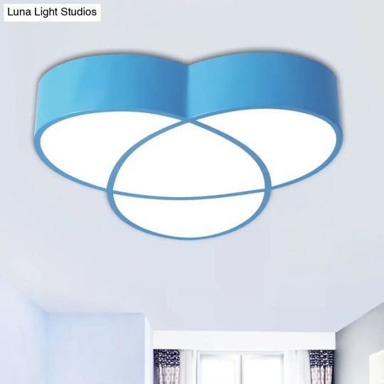 Minimalist Led Oval Flush Mount Ceiling Light In Red/Blue/Green Acrylic Blue