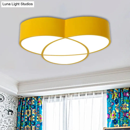 Minimalist Led Oval Flush Mount Ceiling Light In Red/Blue/Green Acrylic Yellow