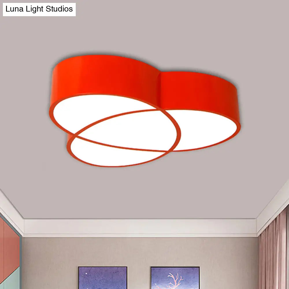 Minimalist Led Oval Flush Mount Ceiling Light In Red/Blue/Green Acrylic Red