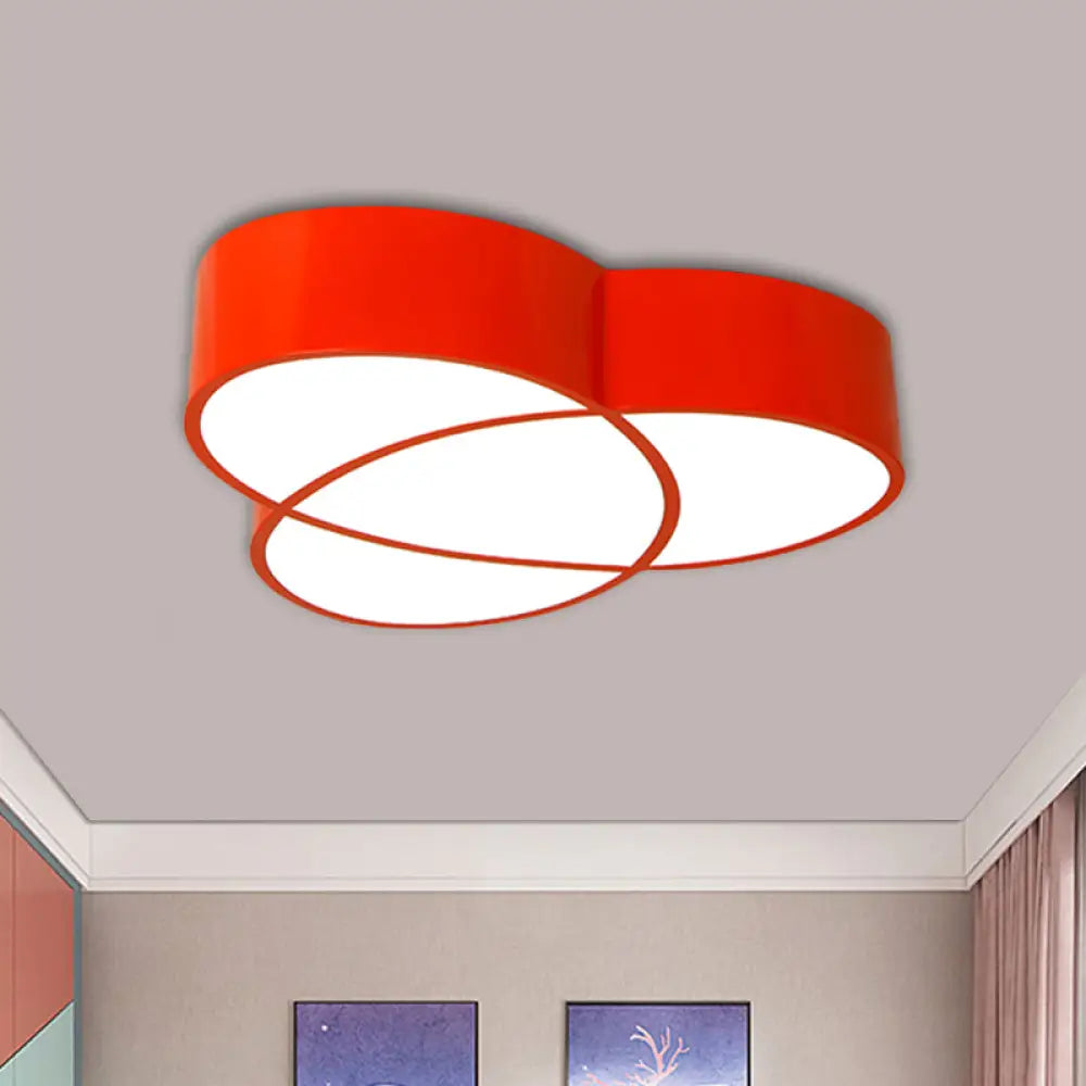 Minimalist Led Oval Flush Mount Ceiling Light In Red/Blue/Green Acrylic Red