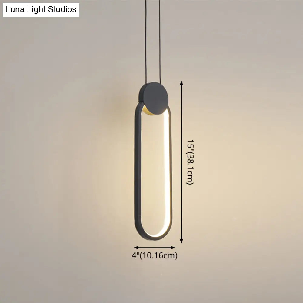 Minimalist Led Pendant Bedroom Lamps – Black Metal Ring Design