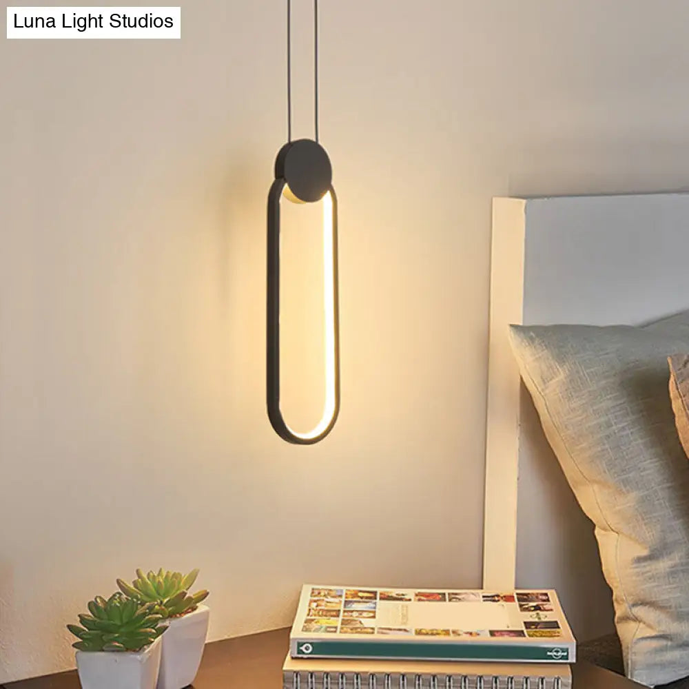 Contemporary Led Ceiling Pendant With Black Metal Ring - Bedside Lamps For Modern Bedrooms