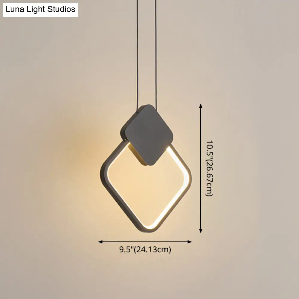 Minimalist Led Pendant Bedroom Lamps – Black Metal Ring Design