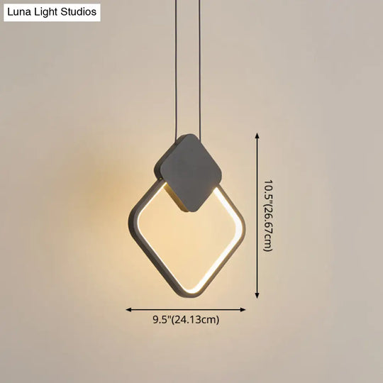 Minimalist Led Pendant Bedroom Lamps – Black Metal Ring Design