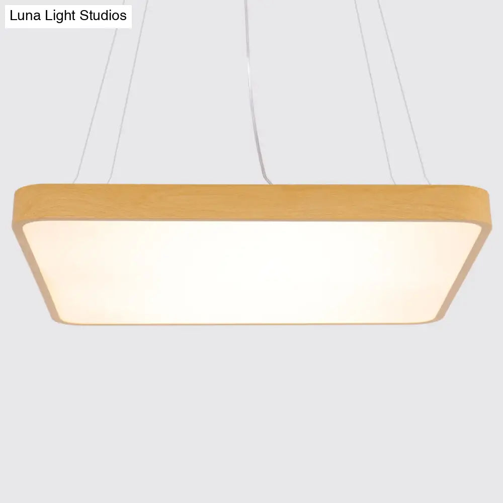 Minimalist Ultrathin Led Pendant Chandelier For Office - Metal Wood Hanging Light Fixture