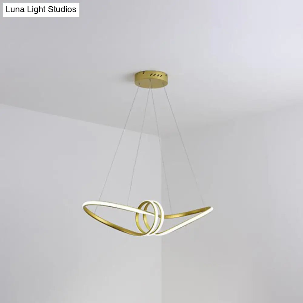 Modern Led Pendant Lamp: Gold/Coffee 8-Shaped Chandelier With Acrylic Shade Warm/White Light