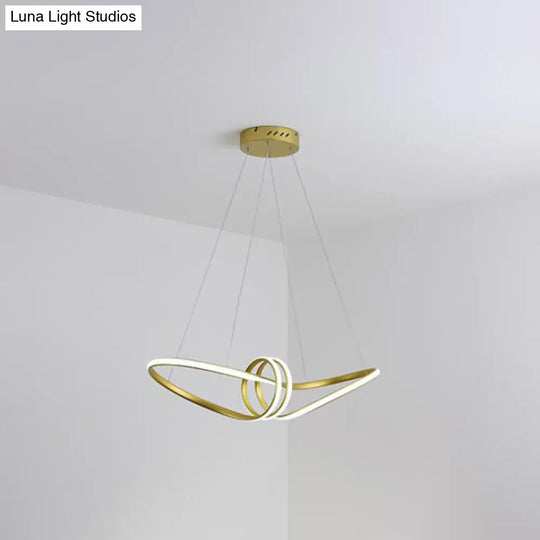 Modern Led Pendant Lamp: Gold/Coffee 8-Shaped Chandelier With Acrylic Shade Warm/White Light