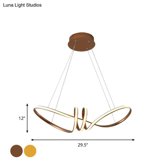 Modern Led Pendant Lamp: Gold/Coffee 8-Shaped Chandelier With Acrylic Shade Warm/White Light