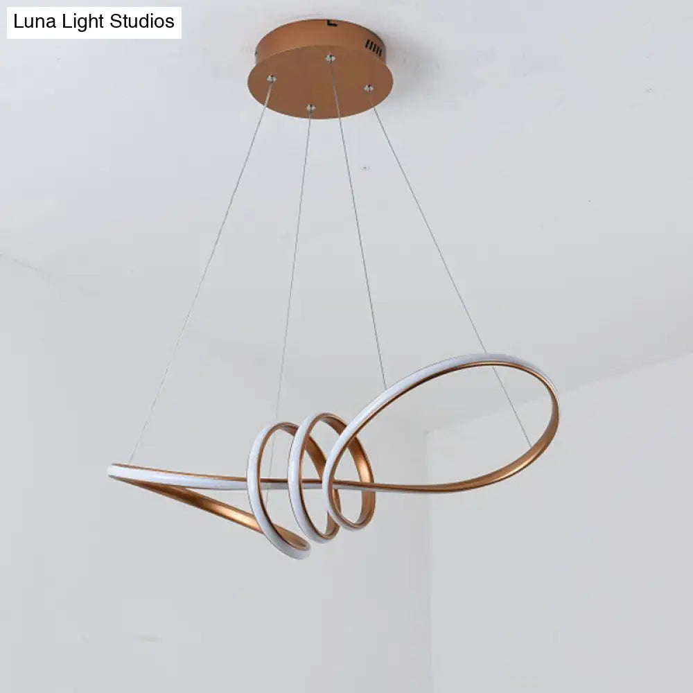 Modern Led Pendant Lamp: Gold/Coffee 8-Shaped Chandelier With Acrylic Shade Warm/White Light