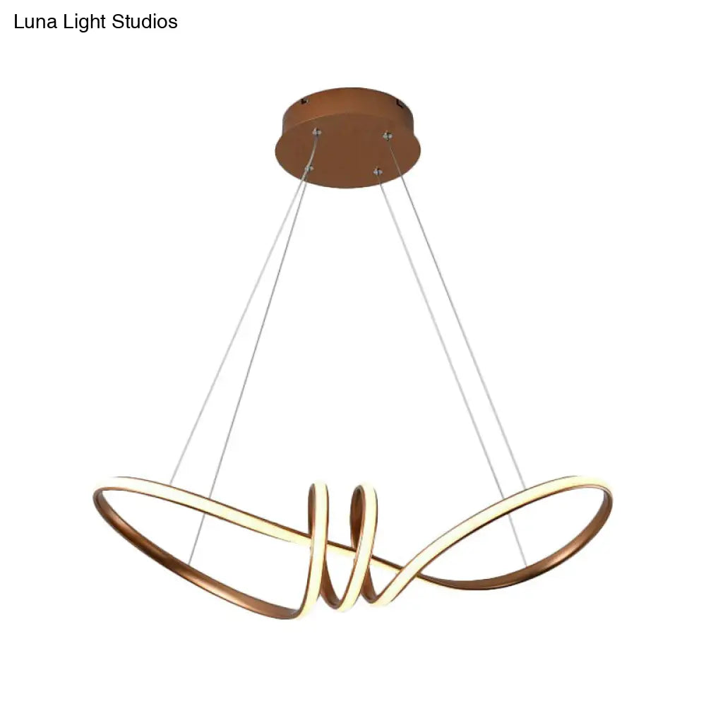 Modern Led Pendant Lamp: Gold/Coffee 8-Shaped Chandelier With Acrylic Shade Warm/White Light