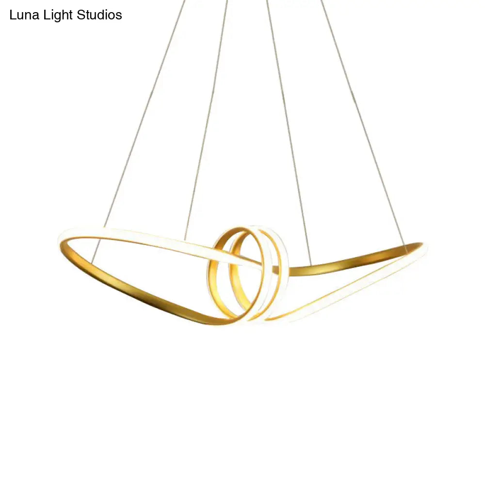 Modern Led Pendant Lamp: Gold/Coffee 8-Shaped Chandelier With Acrylic Shade Warm/White Light