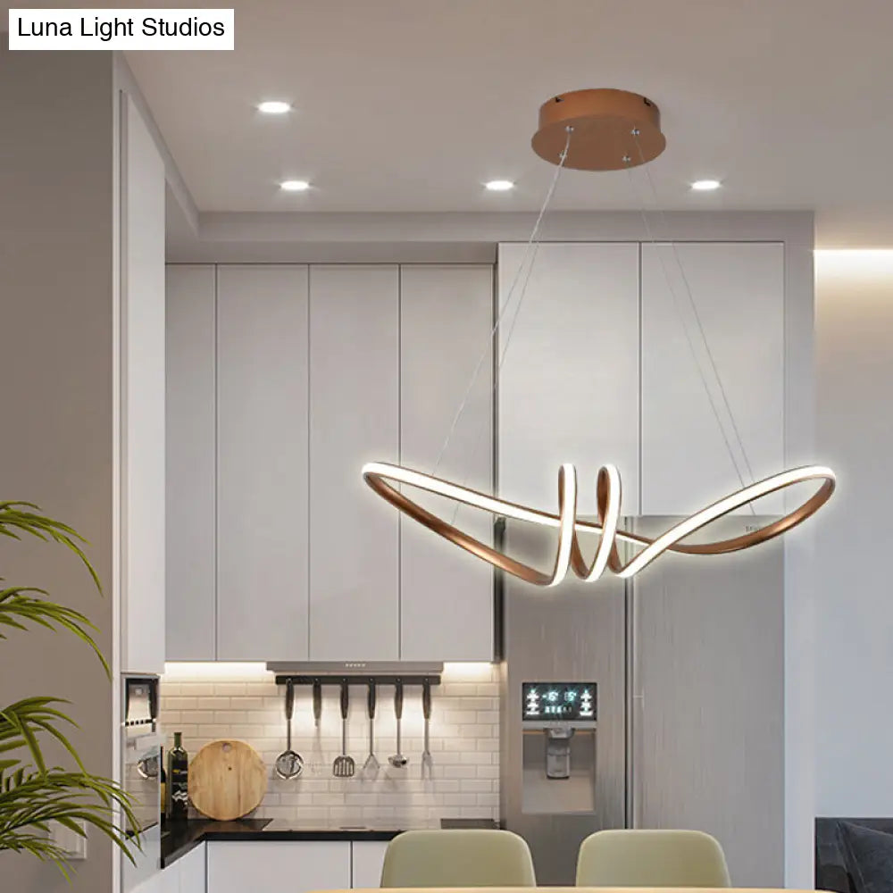 Modern Led Pendant Lamp: Gold/Coffee 8-Shaped Chandelier With Acrylic Shade Warm/White Light Coffee