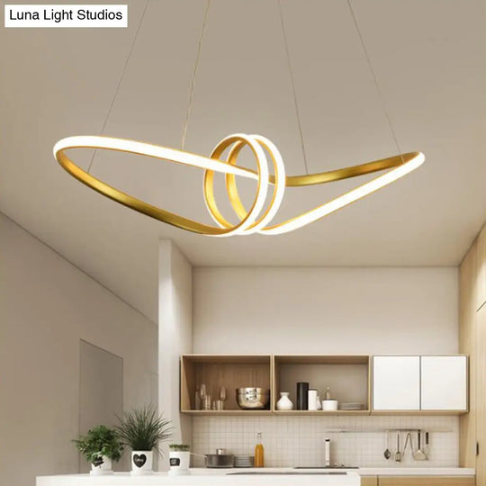 Modern Led Pendant Lamp: Gold/Coffee 8-Shaped Chandelier With Acrylic Shade Warm/White Light Gold /