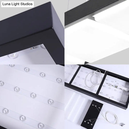 Minimalist Led Pendant Light For Office Ceiling - Acrylic Rectangle Design Perfect Table