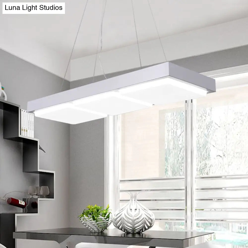 Minimalist Led Pendant Light For Office Ceiling - Acrylic Rectangle Design Perfect Table