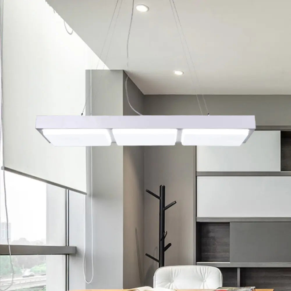 Minimalist Led Pendant Light For Office Ceiling - Acrylic Rectangle Design Perfect Table