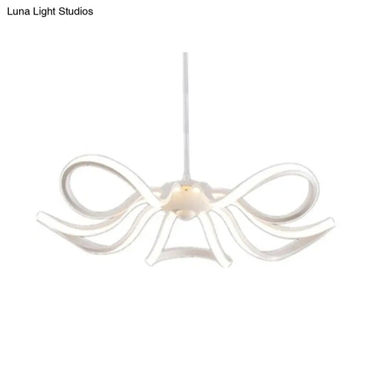 Minimalist Led Pendant Light In White For Restaurants - Flower Chandelier Design