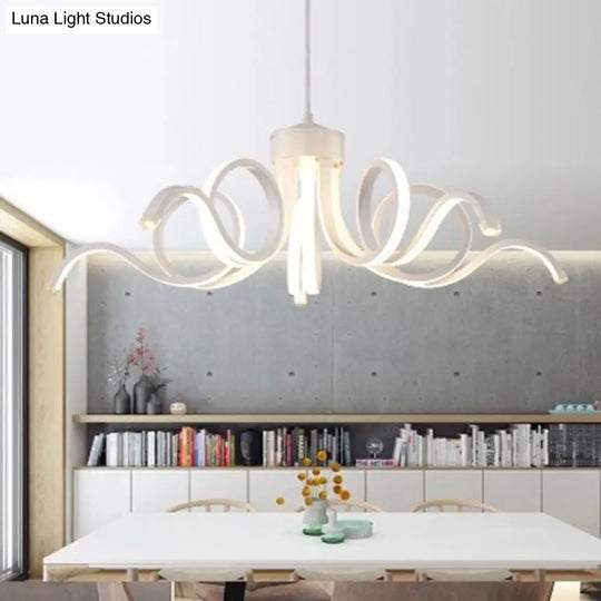 Minimalist Acrylic Led Pendant Light In White - Ideal For Restaurants / B