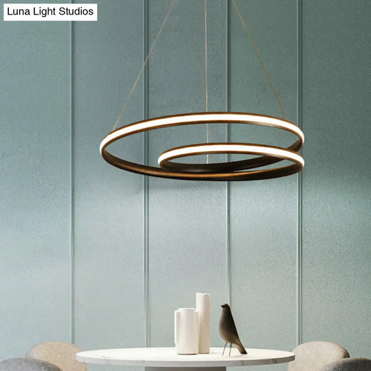 Minimalist Led Pendant Light: Metallic Seamless Curve Chandelier For Dining Room