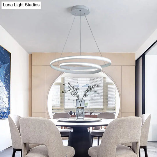 Minimalist Led Pendant Light: Metallic Seamless Curve Chandelier For Dining Room