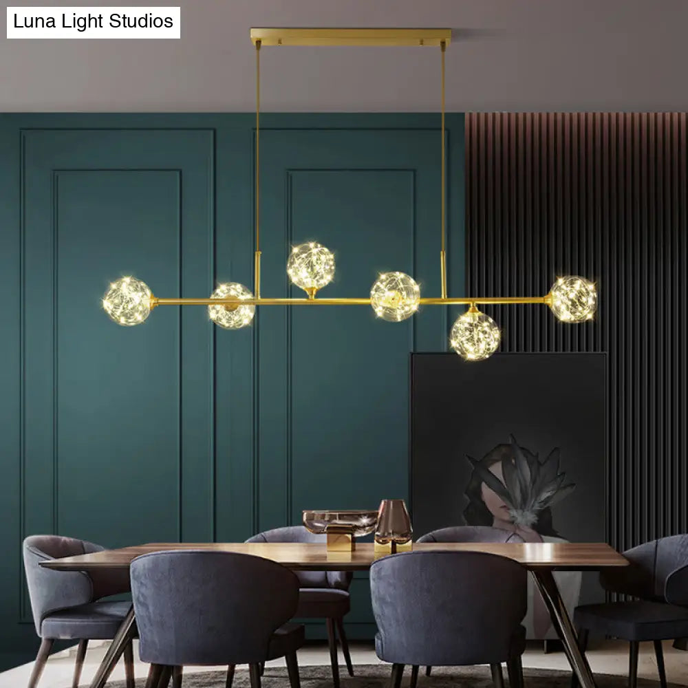 Minimalist Led Pendant Light With Clear Glass Sphere Shade And Brass Finish