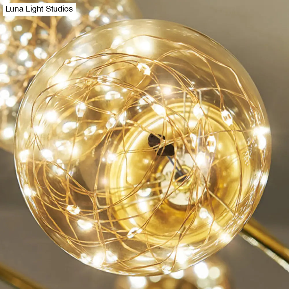 Minimalist Led Pendant Light With Clear Glass Sphere Shade And Brass Finish