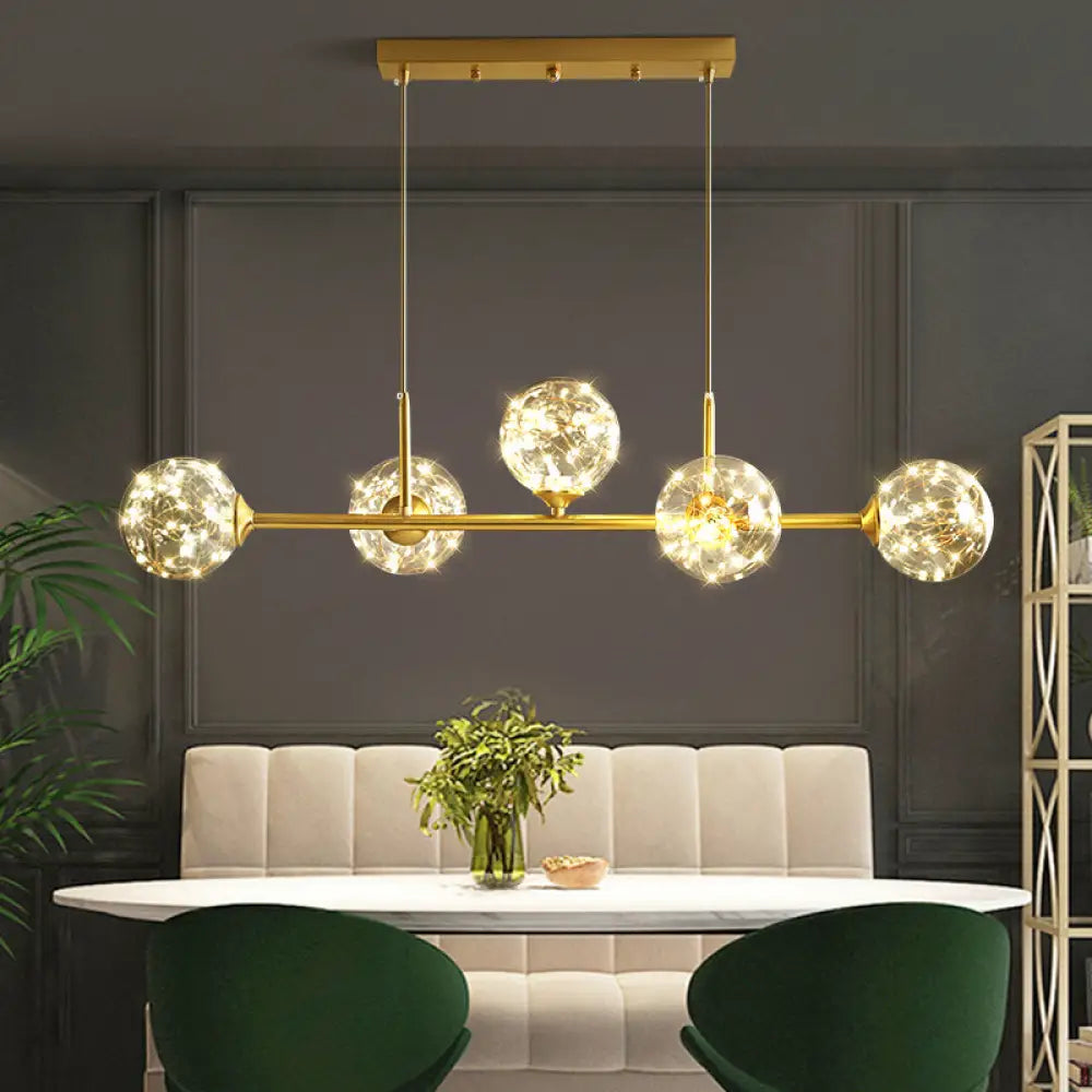 Minimalist Led Pendant Light With Clear Glass Sphere Shade And Brass Finish 5 / Natural