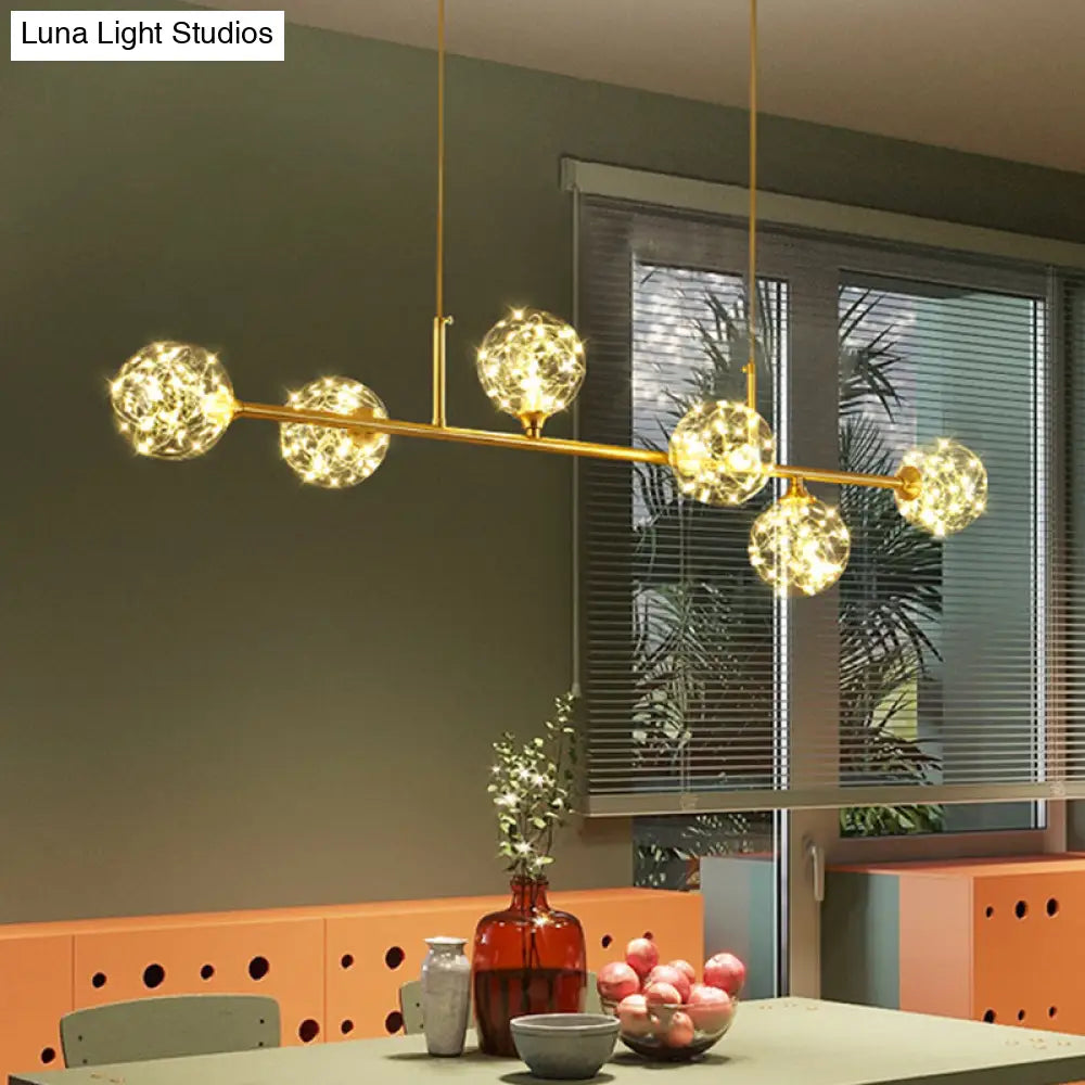 Minimalist Led Pendant Light With Clear Glass Sphere Shade And Brass Finish