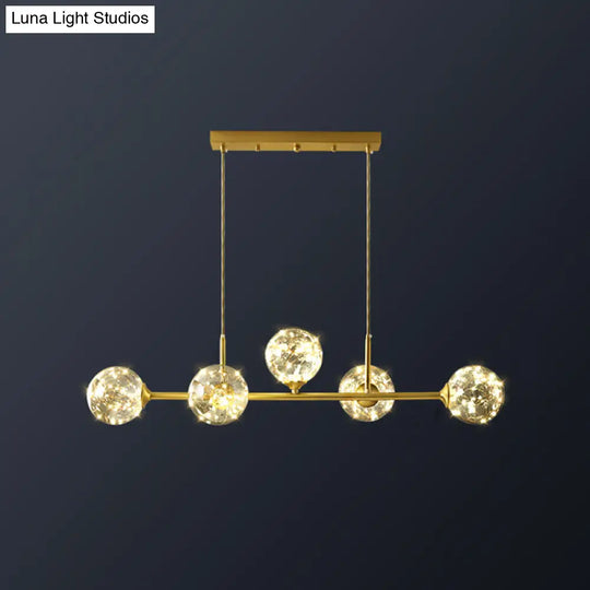 Minimalist Led Pendant Light With Clear Glass Sphere Shade And Brass Finish