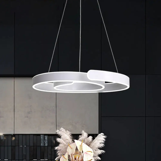 Minimalist Led Pendant Light With White Swirl Acrylic Chandelier - Warm/White Lighting For