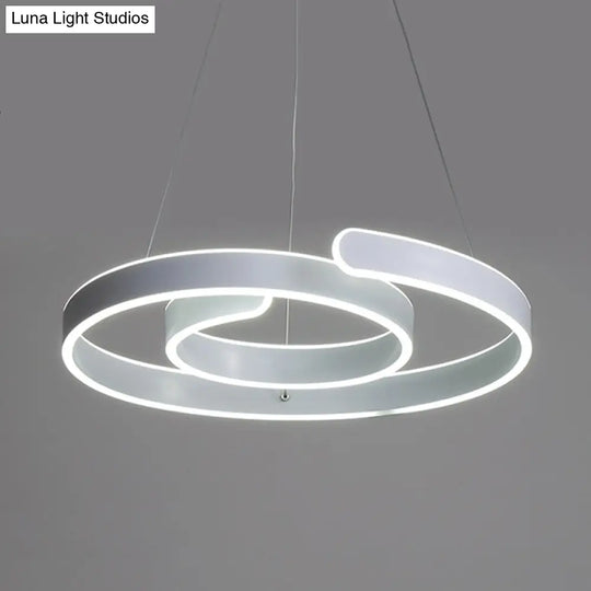 Minimalist Led Pendant Light With White Swirl Acrylic Chandelier - Warm/White Lighting For