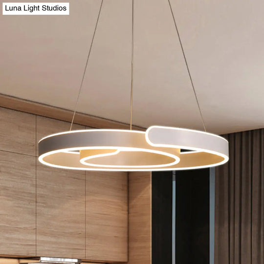 Minimalist Led Pendant Light With White Swirl Acrylic Chandelier - Warm/White Lighting For