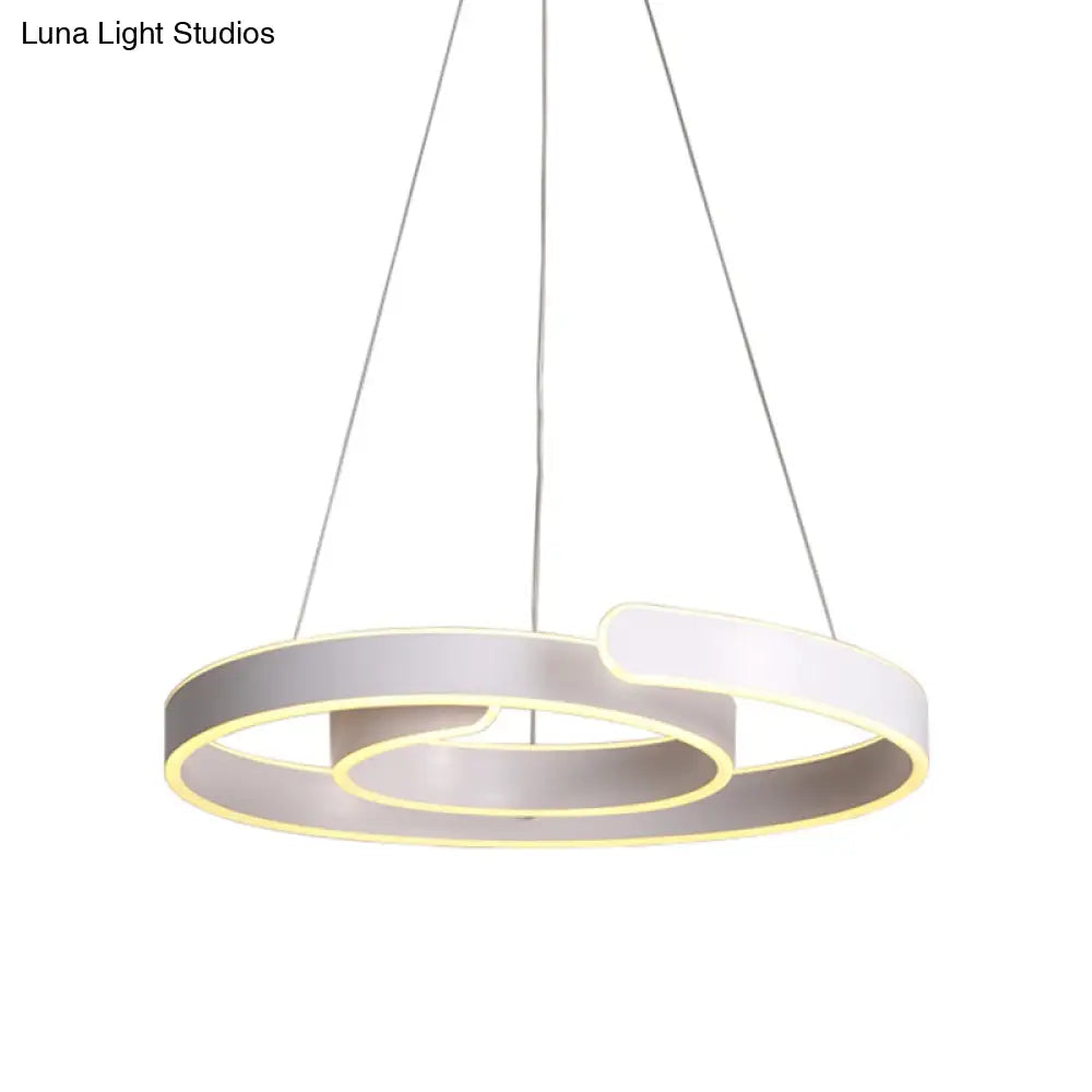 Minimalist Led Pendant Light With White Swirl Acrylic Chandelier - Warm/White Lighting For