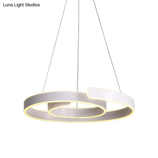 Minimalist Led Pendant Light With White Swirl Acrylic Chandelier - Warm/White Lighting For