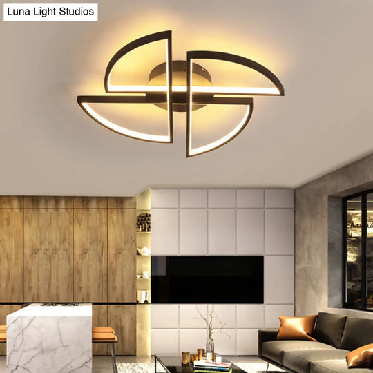 Minimalist Led Pinwheel-Shaped Black Flush Mount Ceiling Light For Living Room