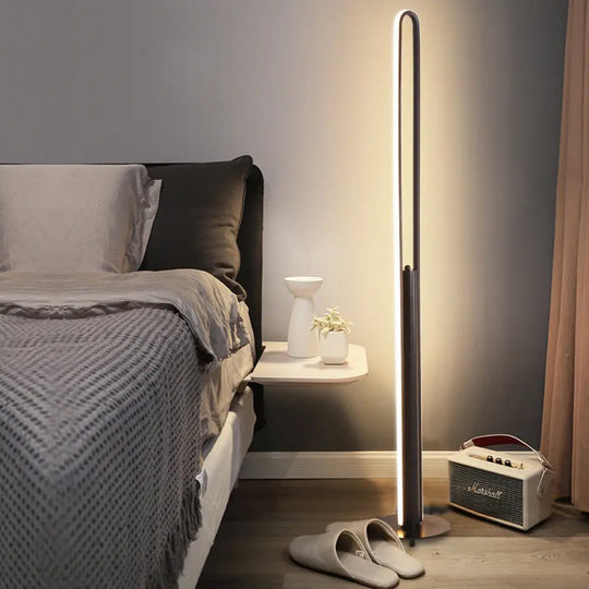 Minimalist Led Reading Floor Lamp In Acrylic Tubular Design - Black/White/Gold Warm/White Light