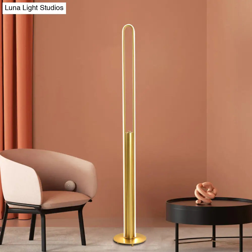 Minimalist Led Reading Floor Lamp In Acrylic Tubular Design - Black/White/Gold Warm/White Light