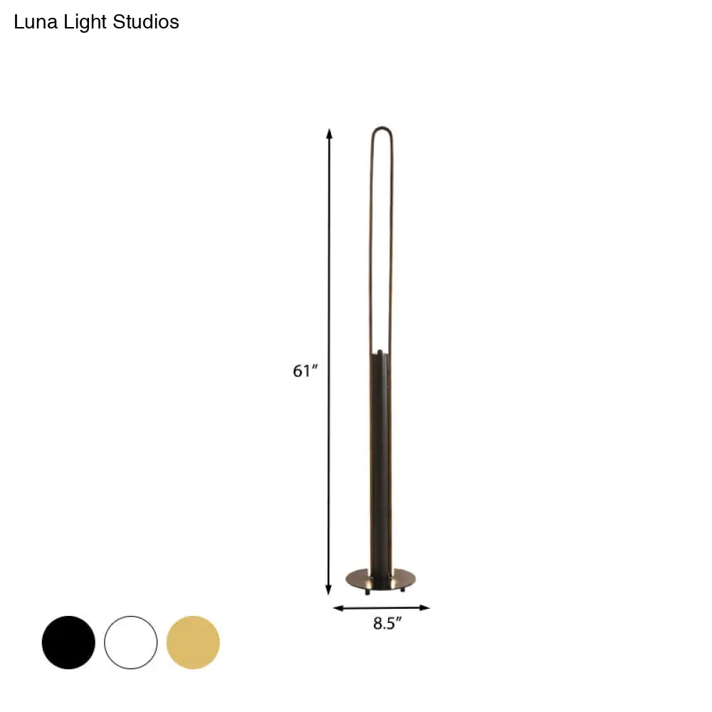 Minimalist Led Reading Floor Lamp In Acrylic Tubular Design - Black/White/Gold Warm/White Light