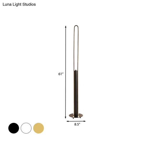 Minimalist Led Reading Floor Lamp In Acrylic Tubular Design - Black/White/Gold Warm/White Light